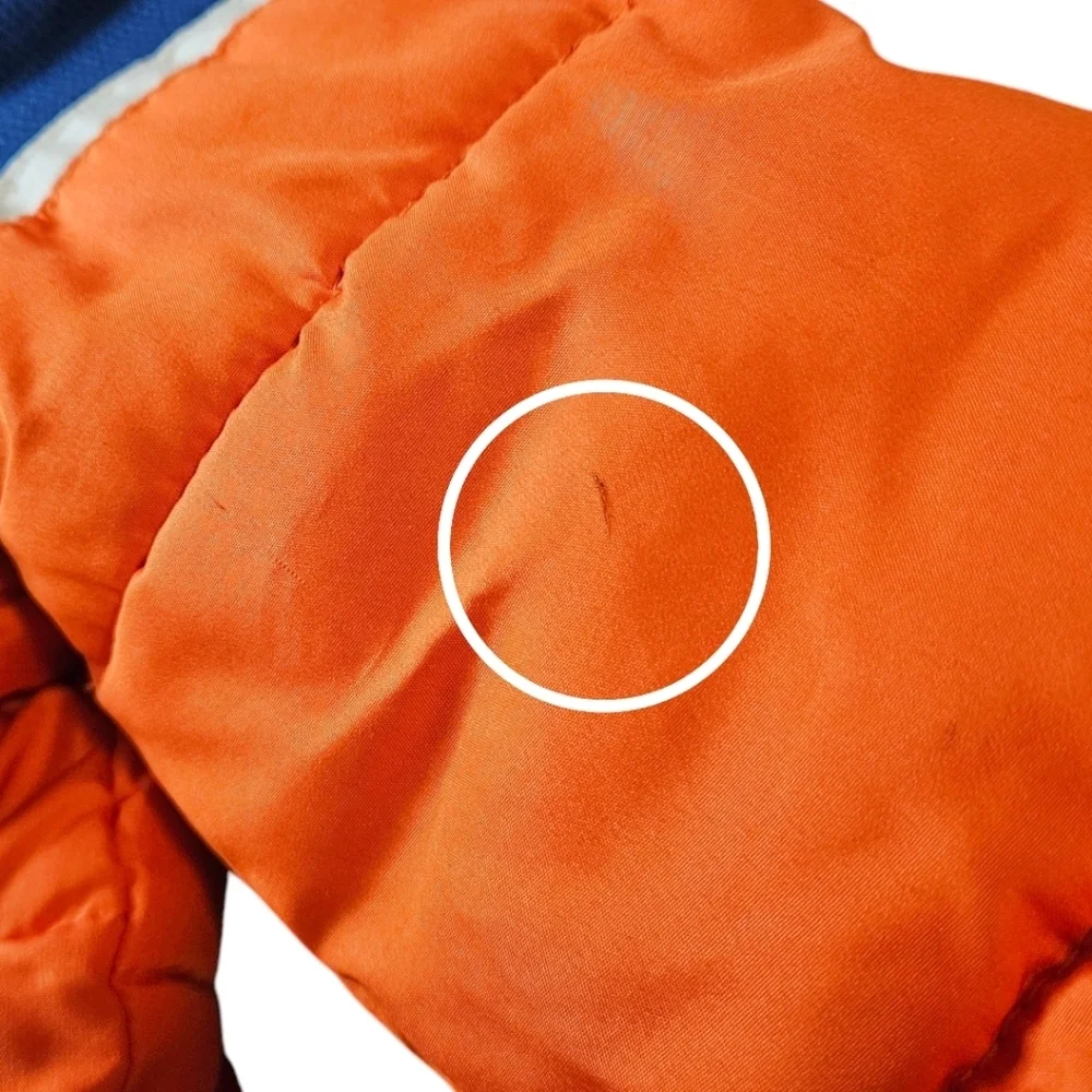 Boys Xtreme Hooded Winter Puffer Sz 4, Orange Retro Colorful Colorblock 90s/00s